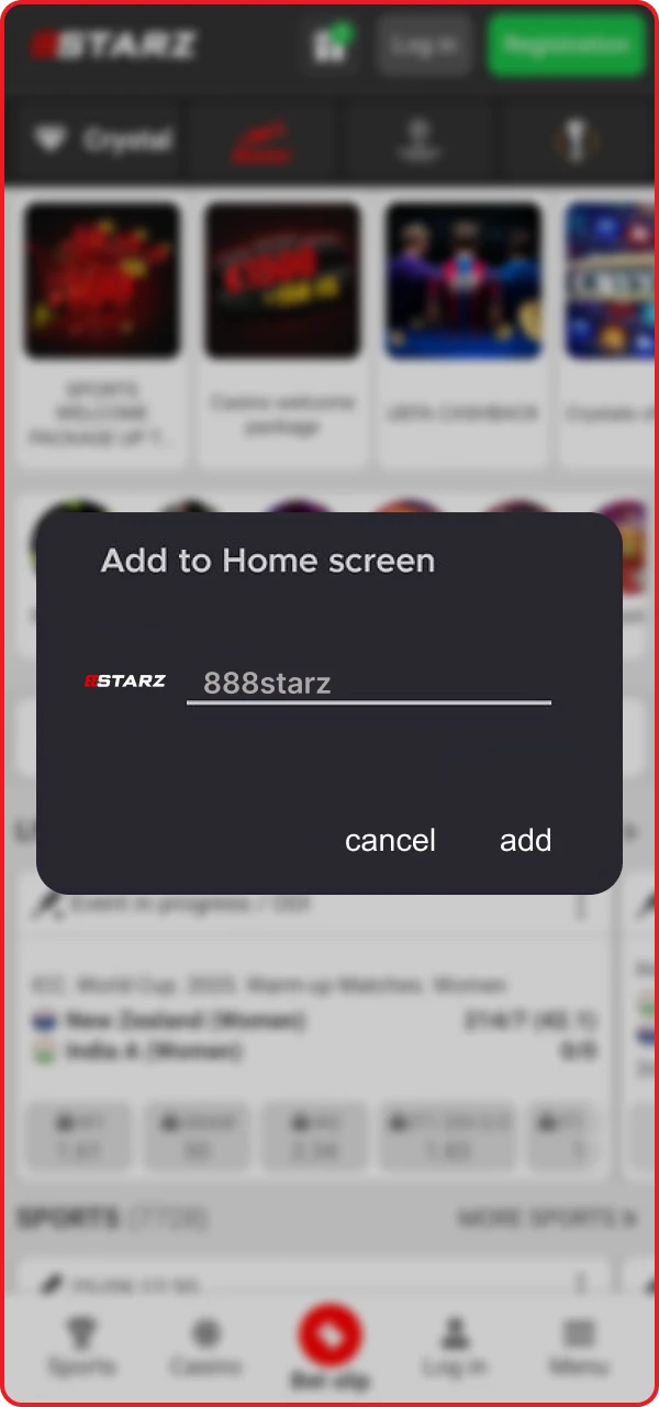 Enter a short name for the online casino icon with the Astronaut game on your phone.