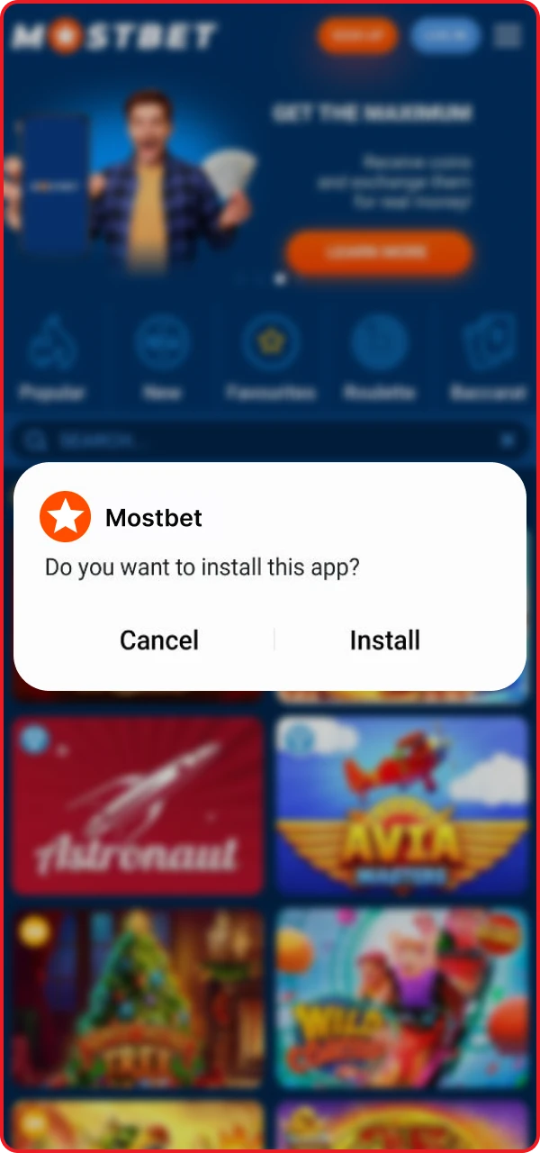Open the downloaded file to begin installing the online casino app with the Astronaut game.
