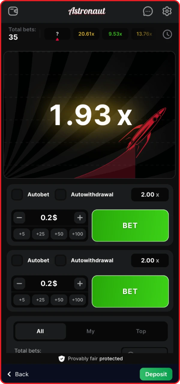 Play the Astronaut game at the online casino and don't forget to use the bonuses.