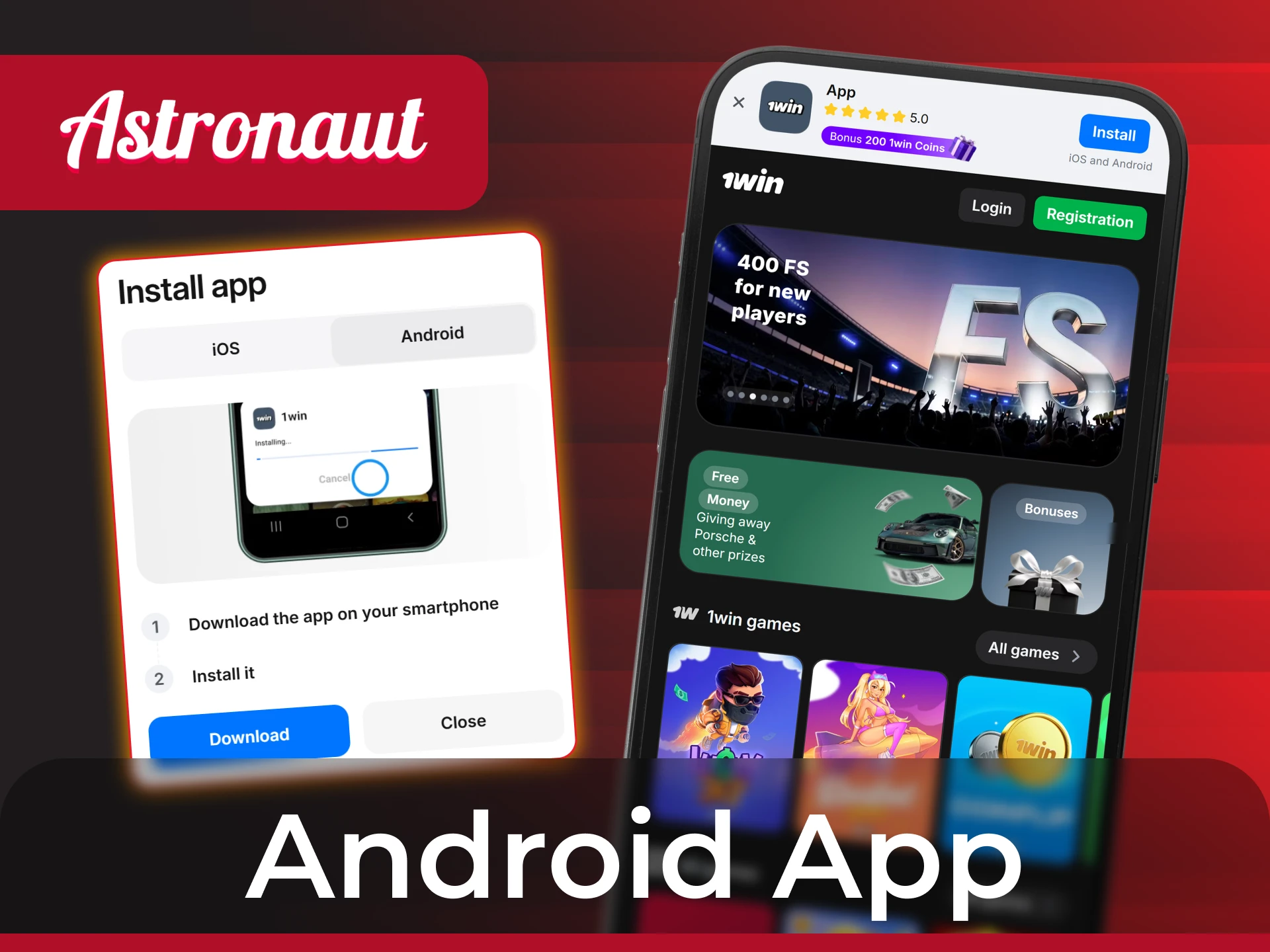 Download 1win APK safely straight from official 1win website to quickly access Astronaut game.