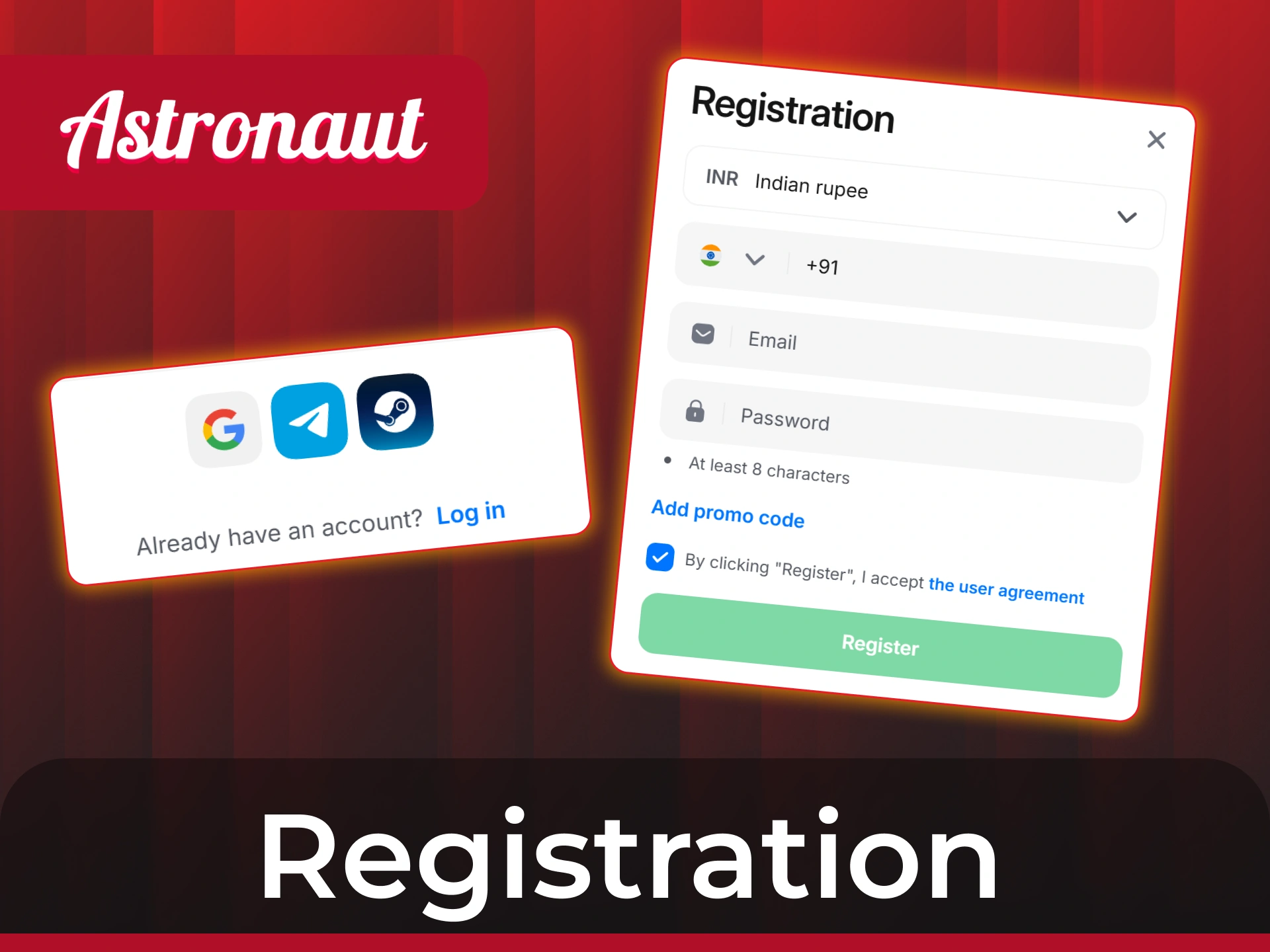 Create an account at 1win to play Astronaut game asap.
