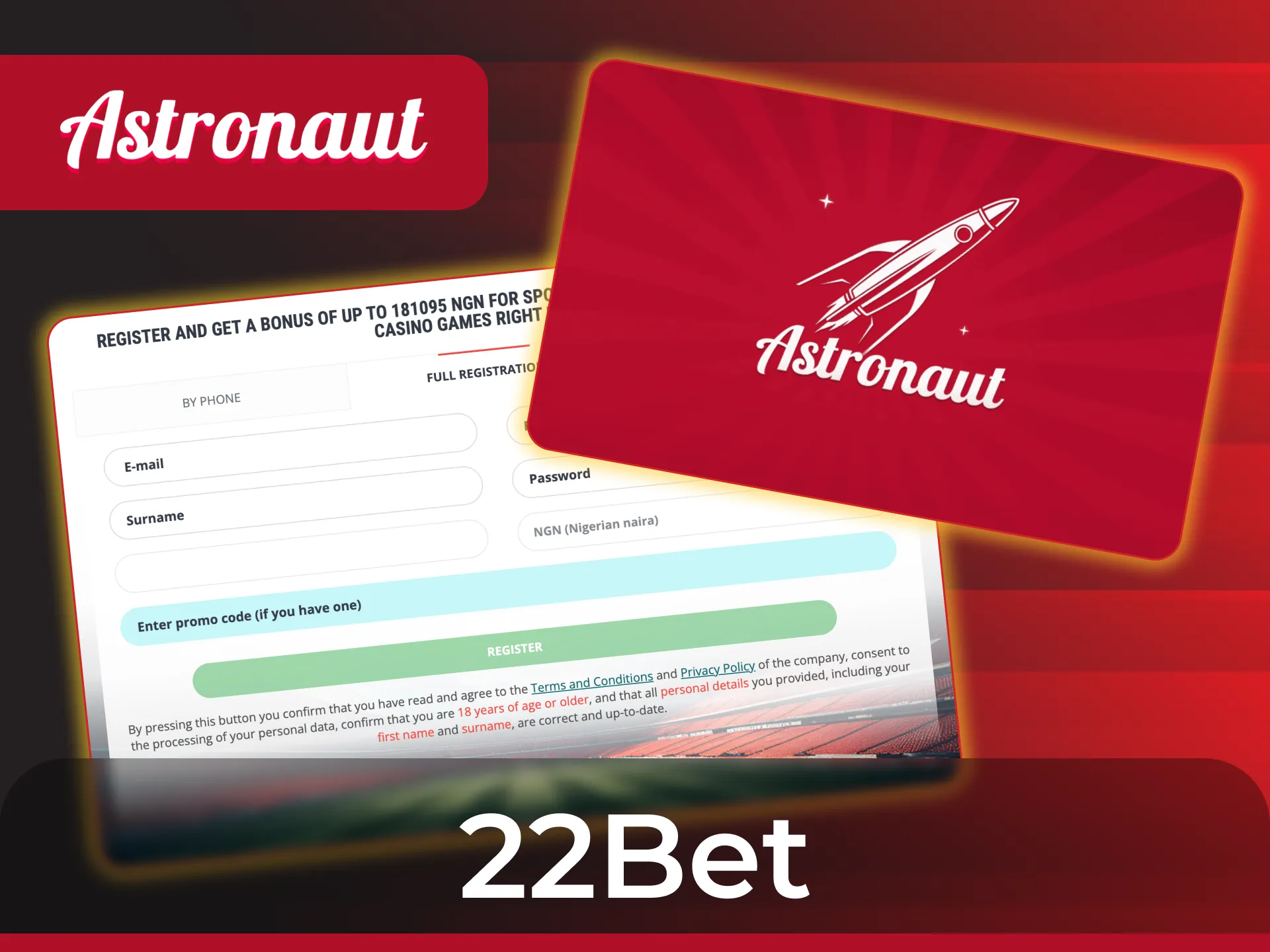 Bet on Astronaut at 22Bet and benefit from a wide range of payment methods.
