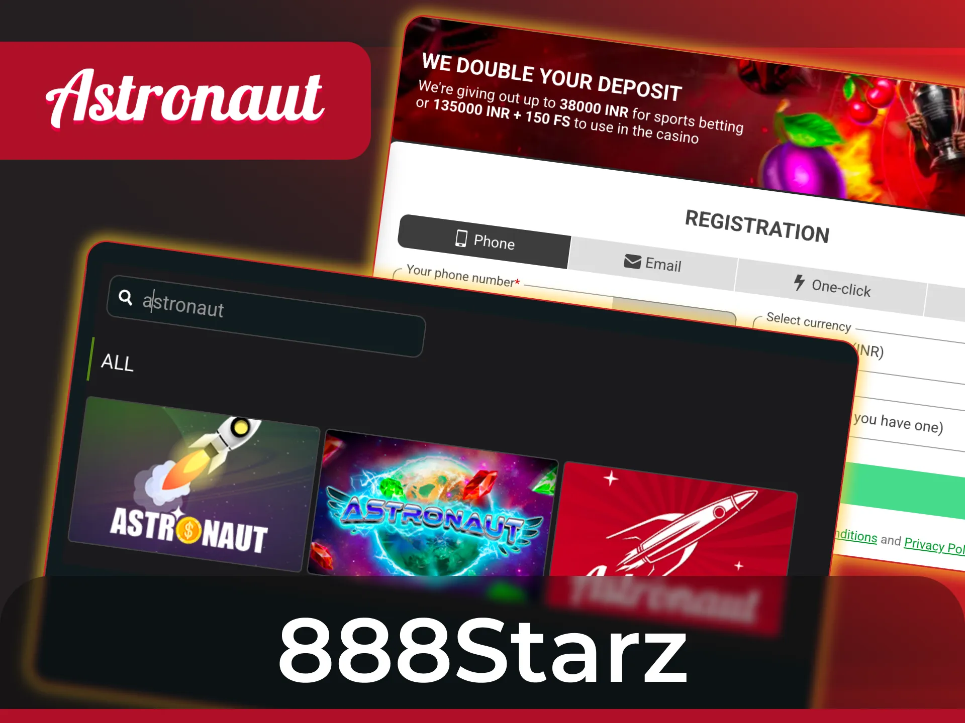 Try 888Starz to play the Astronaut game with various cryptocurrency options.
