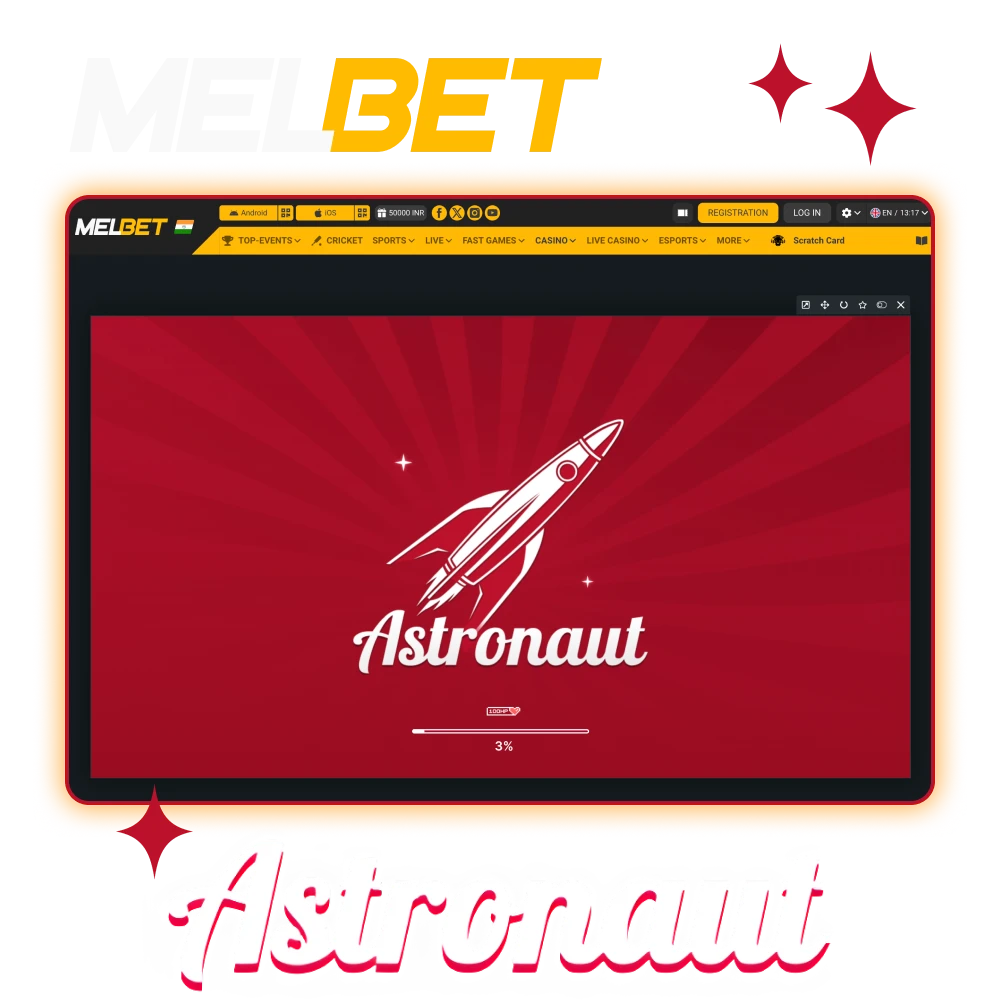 Try playing Astronaut game at official Melbet casino platform.