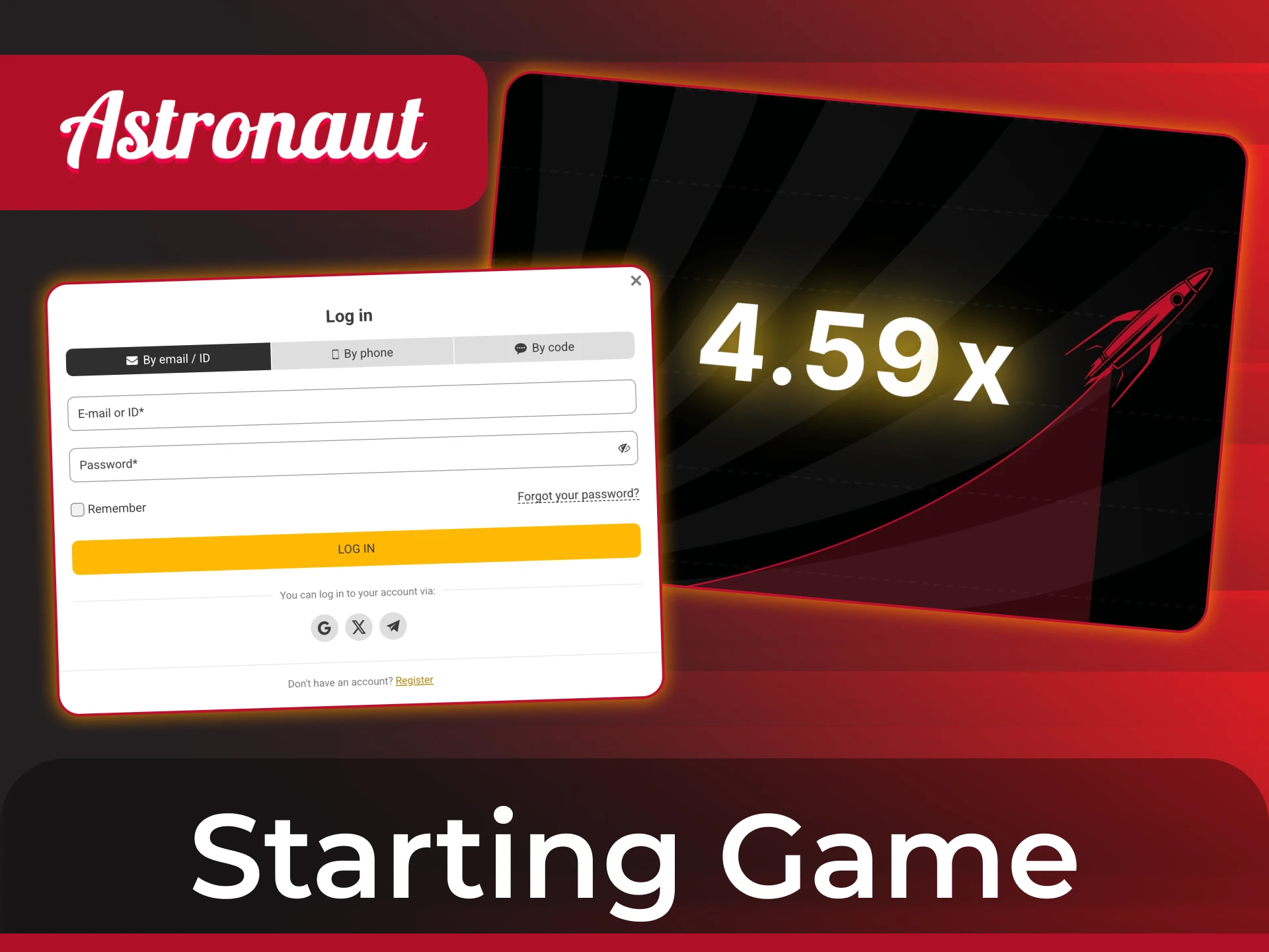 Log into your Melbet account and find Astronaut game in casino section.